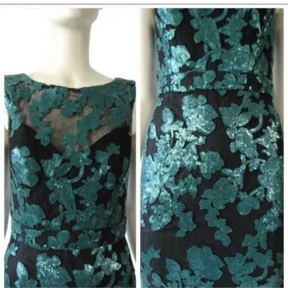 Badgley Mischka Black & Green Sequin Lace Ivy 2 - Picture 4 of 7